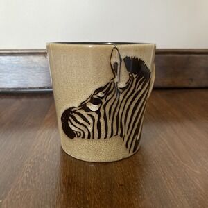 Blue Harbor Collection Safari Zebra Print Ceramic Coffee Mug Cup Brown 16oz